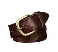 Cinturón de piel de vaca auténtica con relieve for hombre y mujer, hecho a mano, con grabados de arañazos, for uso laboral, informal y formal, 3,8 de ancho.(Coffee,115cm/45")