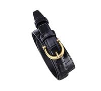 Cinturón de piel sintética con estampado de cocodrilo para mujer: diseño de cintura estrecha para jeans y vestidos.,20048-Negro,1,8 x 105 cm