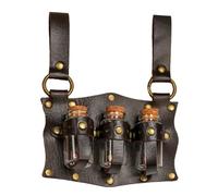 Cinturón de piel sintética con hebillas de alquimistas medievales en relieve medieval para steampunks, cosplay, disfraces, equipo de juego de rol de fantasía, café, Talla única