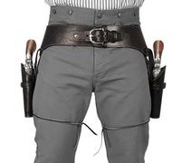 Cinturón de Pistola Cowboy, Fundas de Doble Pistola de Cuero, Caja de cinturón de revólver Retro Medieval, Disfraz de Steampunk para la Fiesta de Cosplay de Halloween (café marrón)