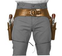 Cinturón de Pistola Cowboy, Fundas de Doble Pistola de Cuero, Caja de cinturón de revólver Retro Medieval, Disfraz de Steampunk para la Fiesta de Cosplay de Halloween (marrón Oscuro)