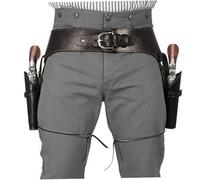 Cinturón de pistola Cowboy Pu Western Belt con doble revólver de pistola, cinturones occidentales de talla para hombres, disfraz de steampunk para la fiesta de cosplay de Halloween (Coffee Brown)