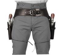 Cinturón de Pistola Cowboy PU Western Belt con Doble revólver de Pistola, Cinturones Occidentales de Talla para Hombres, Disfraz de Steampunk para la Fiesta de Cosplay de Halloween (Coffee Brown)