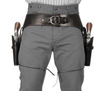 Cinturón de Pistola Cowboy, PU Western Belt con Titular de revólver con Pistola Doble, Disfraz de Steampunk para la Fiesta de Cosplay de Halloween (café marrón)