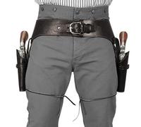 Cinturón de pistola de vaquero Pu Western Belt con doble revólver de armas, cinturones occidentales de talla para hombres, disfraz de steampunk para Halloween Cosplay Party (Coffee Brown) Cowboy