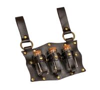 Cinturón de poción medieval de alquimistas de Halloween, para festivales, cintura para alquimistas y asesinos, portadores de pociones de piel sintética, café, Talla única