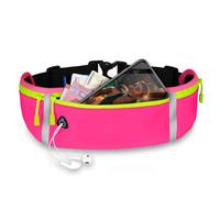 ONEFLOW Active Pro - Cinturón para correr para Samsung Galaxy A36 5G, con 3 compartimentos, transpirable, para correr, teléfono móvil, impermeable, color rosa