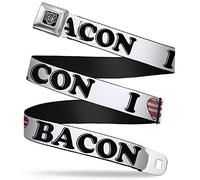 Cinturón de seguridad Buckle-Down - I''HEART'' BACON Texto negro/blanco/rojo - 1.0 pulgadas de ancho - 20-36 pulgadas de largo, Negro/blanco/rojo, Kid - 1.0" Wide - 20-36" Long