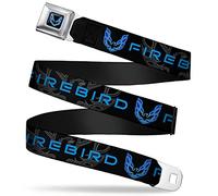 Cinturón de seguridad con hebilla - Pontiac FIREBIRD/Logo negro/gris/azul - 2,54 cm de ancho - 50,8-91,44 cm de largo