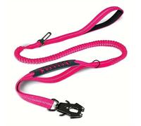 Cinturón de seguridad de coche para perro, correa de cuerda segura y cómoda para coches, correa corta y larga de doble extremo (rosa)