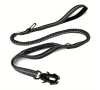 Cinturón de seguridad de coche para perro, correa de cuerda segura y cómoda para coches, correa corta y larga de doble extremo (negro)