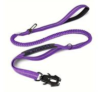 Cinturón de seguridad de coche para perro, correa de cuerda segura y cómoda para coches, correa corta y larga de doble extremo (morado)