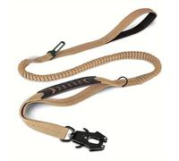 Cinturón de seguridad de coche para perro, correa de cuerda segura y cómoda para coches, correa corta y larga de doble extremo (caqui)