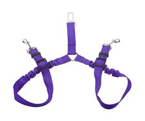 Cinturón de seguridad doble para perro, arnés de seguridad ajustable 2 en 1 con amortiguador elástico antigolpes, sujeción para reposacabezas de coche sin enredos, clip reflectante resistente para