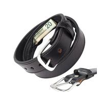 Cinturón de seguridad para dinero de viaje, discreto cinturón de almacenamiento para padre abuelo con función de cremallera interior, cuero vacuno de alta calidad con hebilla elegante, soporte secreto