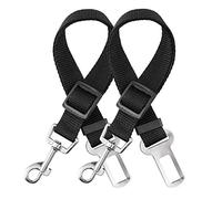 Cinturón de seguridad para perros de elloLife [2 unidades] con amortiguación elástica y fuerte mosquetón, ajustable, máxima seguridad para todas las razas de perros y gatos