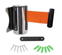 Cinturón de Seguridad retráctil de Pared de 2 m (6,5 pies), Color Naranja, Ideal para gestión de Eventos, gestión de Colas y Seguridad pública.