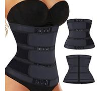 Cinturón de sudoración para mujer, deporte, ajustable, abdominal, corsé para adelgazar, vaina, adelgazante, vientre plano, cintura entrenador, cuerpo, Negro , S