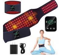 Cinturón de terapia de luz roja para espalda y abdomen, 5000 mAh inalámbrico infrarrojo con masaje de vibración de pulso/3 modos, alivio del dolor, relajación muscular y aumento de la circulación