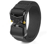 Cinturón de Trabajo de Nylon Negro Cinturón Táctico de Alta Resistencia Para Hombre Cinturón Táctico Resistente Con Hebilla Metálica Para Deportes al Aire Libre, Trabajo Policial, 3,8 x 135 cm.