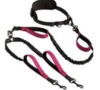 Cinturón de tracción para Perros Durante la Carrer Cuerda de tracción Doble Extremo for Sujetar la Mano del Perro, Adecuada for Fitness, Correr, cinturón Multifuncional(Black Pink)