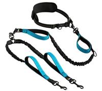 Cinturón de tracción para Perros Durante la Carrer Cuerda de tracción Doble Extremo for Sujetar la Mano del Perro, Adecuada for Fitness, Correr, cinturón Multifuncional(Black Blue)