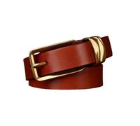 Cinturón De Vestir Cuero Con Hebilla Dorada Cuadrada Clásica For Mujer, Correa Cintura Naranja Flaca 2,4 Cm For Pantalones Vaqueros (95 Cm/37)(Brown,110cm/43)