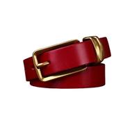 Cinturón De Vestir Cuero Con Hebilla Dorada Cuadrada Clásica For Mujer, Correa Cintura Naranja Flaca 2,4 Cm For Pantalones Vaqueros (95 Cm/37)(Red,115cm/45)