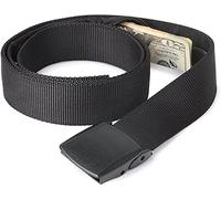 Cinturon de Viaje de Dinero Cinturon, Cinturón con Bolsillo Secreto de Cremallera Interior para Evitar Carteristas Unisex Negro