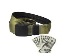 Cinturón De Viaje Seguro: Cinturón Antivol, Bolsillo De Seguridad | Cartera De Cashsafe Integrada, Cinturón Cómodo Y Práctico Para Transportar Especies Y Objetos Preciosos Al Mover, Verde del ejército