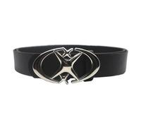 Cinturón Decorativo Punk Moon Star Buckle Belt Design Cross Metal Vintage Gothic Men Women Leather Waistband(BK-black)