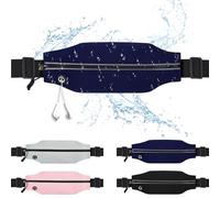 Cinturón delgado para correr para hombres y mujeres, riñonera con soporte para teléfono, bolsa reflectante con cremallera, bolsillo para entrenamiento, ciclismo, fitness, Azul, 1 cinturón delgado para