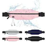 Cinturón delgado para correr para hombres y mujeres, riñonera con soporte para teléfono, bolsa reflectante con cremallera, bolsillo para entrenamiento, ciclismo, fitness, Rosado, 1 cinturón delgado