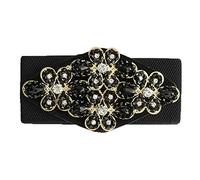 Cinturón elástico con cristales de strass brillantes para mujer, ancho, delgado, para la cintura, elástico, para vestido, talla única