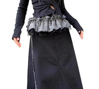 Cinturón elástico de elasticidad con estampado de leopardo, capa de malla con bordes con volantes para ropa informal estilo Hip Hop, cinturón extensor de