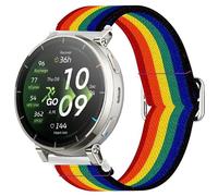 Cinturón elástico de nylon ajustable de 20mm/22mm para reloj inteligente-Repuesto compatible para Amazfit Active 3 Premium / Active3 Max Smartwatch (Arco Iris oscuro, 20mm)