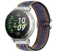 Cinturón elástico de nylon ajustable de 20mm/22mm para reloj inteligente-Repuesto compatible para Amazfit Active 3 Premium / Active3 Max Smartwatch (Flor púrpura, 22mm)