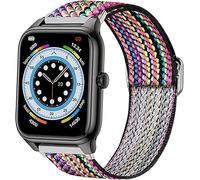 Cinturón elástico de nylon ajustable de 20mm para reloj inteligente-Repuesto compatible para EGQINR P88,Popglory P22/P32/P36,CanMixs P22,EGQINR Watch HT, SOUYIE HT,IDW18 (El arco iris bohemio)