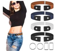 Cinturón Elástico Mujer y Hombre - Invisible Ajustable sin Hebilla para Jeans y Pantalón - 4 Piezas