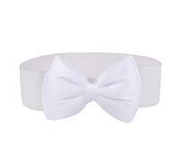 Cinturón elástico para mujer, ancho, elástico, bonito lazo decorado, cinturón de cintura de 6 cm de ancho, blanco, Taille unique
