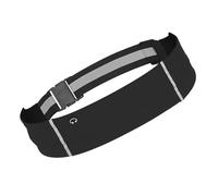 Cinturón elástico reflectante para correr, soporte para teléfono, bolsa de cintura con agujero para auriculares para caminar, ciclismo, senderismo, Color negro.