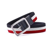 Cinturón elástico reversible no poroso para hombre, de lona tejida en, accesorio ideal para el día a día.,110
