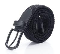 Cinturón elástico trenzado DWOY para hombres - Cinturón de tela trenzada versátil - Ajuste perfecto y comodidad, Negro, XXL-3XL