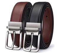 Cinturón Hombre,BULLIANT Cinturón Reversible de Cuero 31mm,Un Revés para 2 Colores,Tamaño Ajuste,Negro/Marrón Claro73,110cm/34"-36"Cintura ajuste