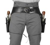 Cinturón Ideal para Hombres y cinturón de Pistola Cowboy, Cinturón Western PU con Soporte de revólver de Doble Pistola, Cinturones de un Solo Talla Western para la Fiesta de Cosplay de Halloween