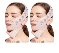 Cinturón lifting facial Máscara de mentón mejorada doble capa Estiramiento facial V-Line for apretar Cinturón estiramiento Correa masaje Cuidado la piel(2pcs - Double Layer)