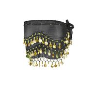 Cinturón Lumbar Palanca Mujeres lentejuelas borla cintura cadena cadera bufanda rendimiento cinturón cintura cubierta Cuero Plata, Le Noir, Talla única