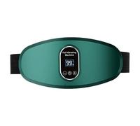 Cinturón masajeador abdominal con vibración verde con 6 modos y pantalla LCD - Máquina de adelgazamiento abdominal portátil para la espalda del vientre
