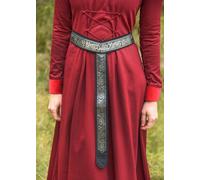 Battle-Merchant Cinturón medieval de tela - Cinturón de tela en Y con cenefa - Correa de algodón noble - Edad Media, LARP, recreación, Negro , Talla única