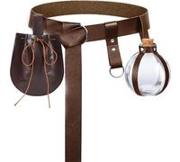 Cinturón medieval de cuero para Halloween, protector de cintura, bolsa lateral de piel, bolsa lateral, botella de poción para cosplay, e